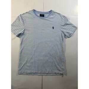 Mens Measured Size XS Blue And White Striped Casual Ralph Lauren T Shirt